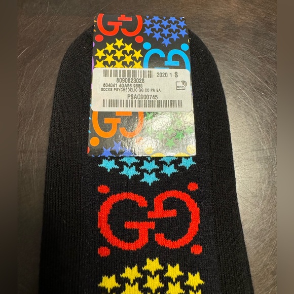 New Authentic Gucci GG Psychedelic Multicolor Logo Socks Size S - Picture 8 of 11